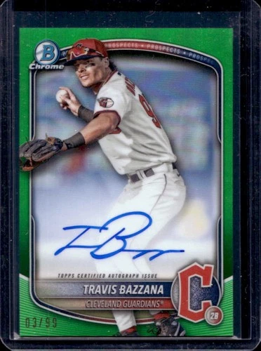 2025 Bowman Travis Bazzana Chrome Prospect Auto Green Refractor #3/99 Guardians