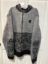 South Pole Brand Men’s Full Zip Hoodie, Sz XL, Black/Gray Southwestern Pattern