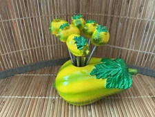 Appetizer pick Holder yellow Squash Resin 6 food Pick Holder