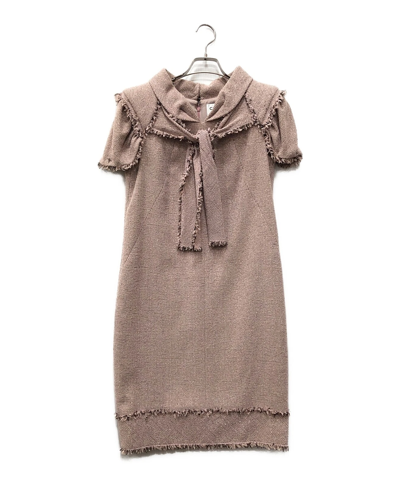 Chanel — CHANEL Pink Lame Tweed French Sleeve Dress Silk Lined Size 36 S SR1983