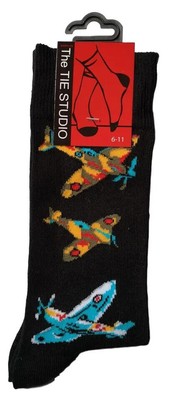 Spitfire Socken Flugzeug Herren Neuheit Knöchel Erwachsenengröße mehrere Flugzeuge 6-11 Socken