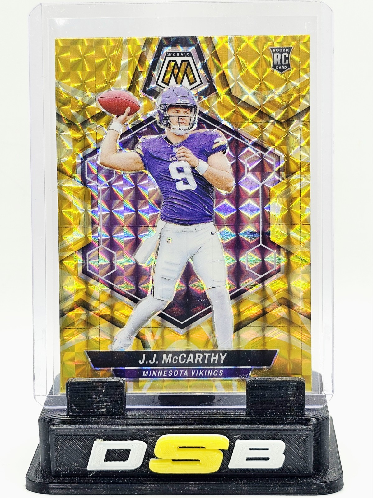 2024 Mosaic J.J. McCarthy RC Reactive Yellow Prizm Rookie #310 Vikings