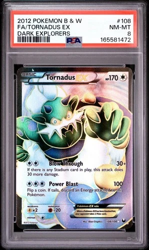 Pokemon 2012 Dark Explorers Tornadus EX #108 PSA 8