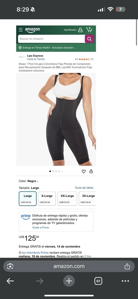 Prendas moldeadoras Lipo Express Colombian Faja 1619 negras talla L Foto 4 de 4