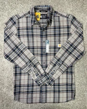 Carhartt Men’s Rugged Flex Shirt Relaxed Sm Lightweight Long-Sleeve Plaid Gray