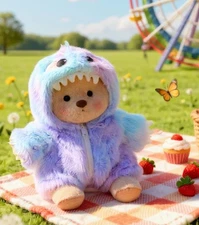 Handmade Fully Jointed 12inch Purple Rainbow Dinosaur Teddy Bear