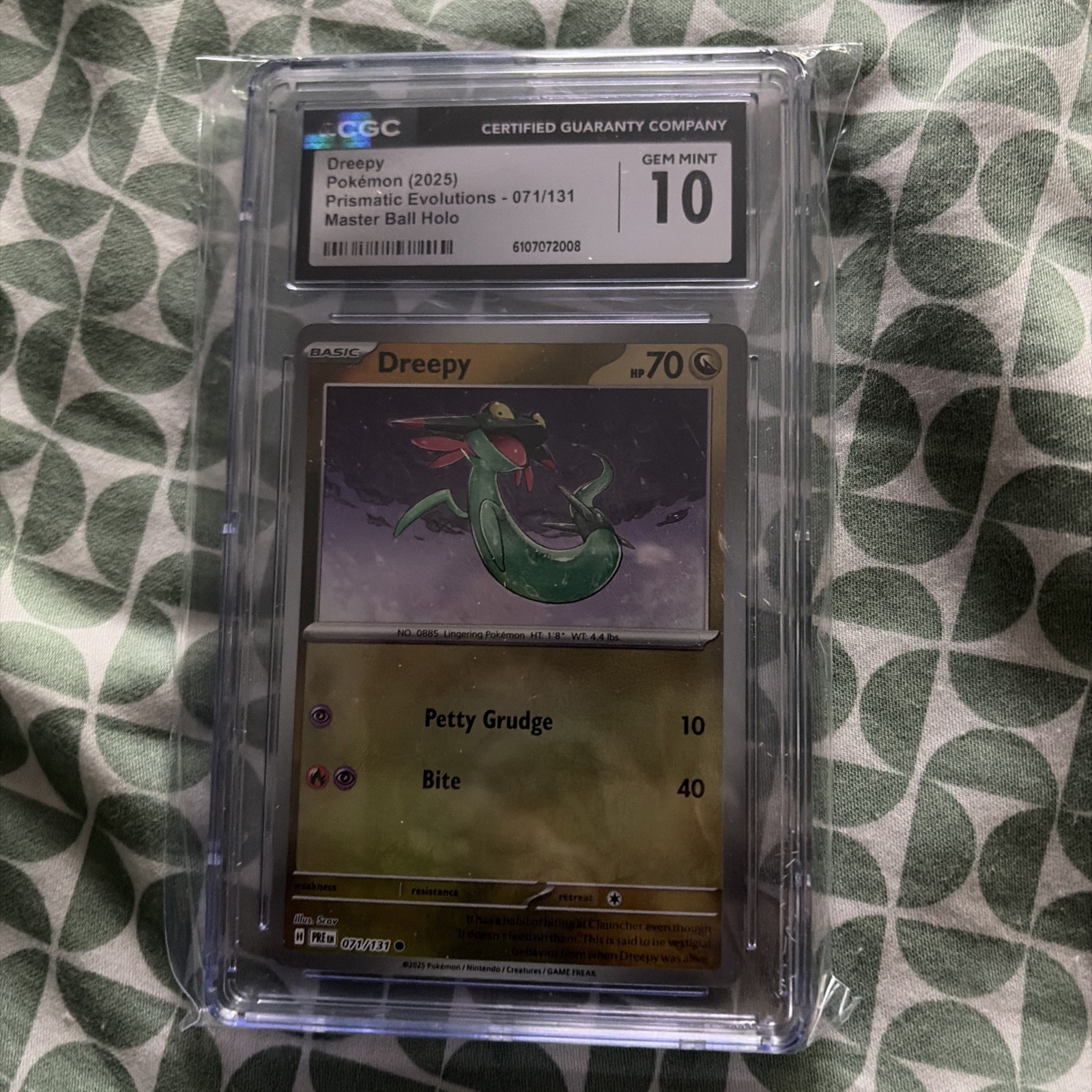 2025 POKEMON DREEPY 071/131 MASTER BALL HOLO PRISMATIC EVOLUTIONS CGC 10 NM/MT