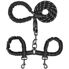 Double Dog Leash, Dual Dog Leash, 360  Swivel Tangle Free Bungee Walking Trai...