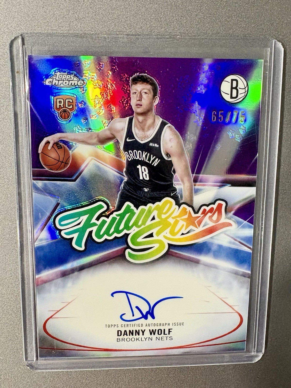 2025-26 Topps Chrome Future Stars Autographs Danny Wolf Rookie Purple Auto /75