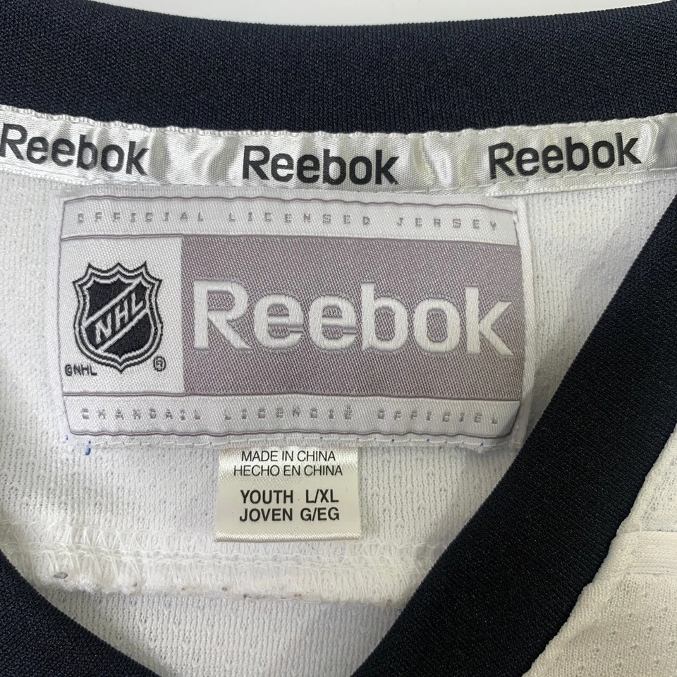 芝加哥黑鹰队球衣男孩 L/XL 白色黑色 Jonathan Toews 曲棍球 NHL 锐步 — 第 4/4 张图片