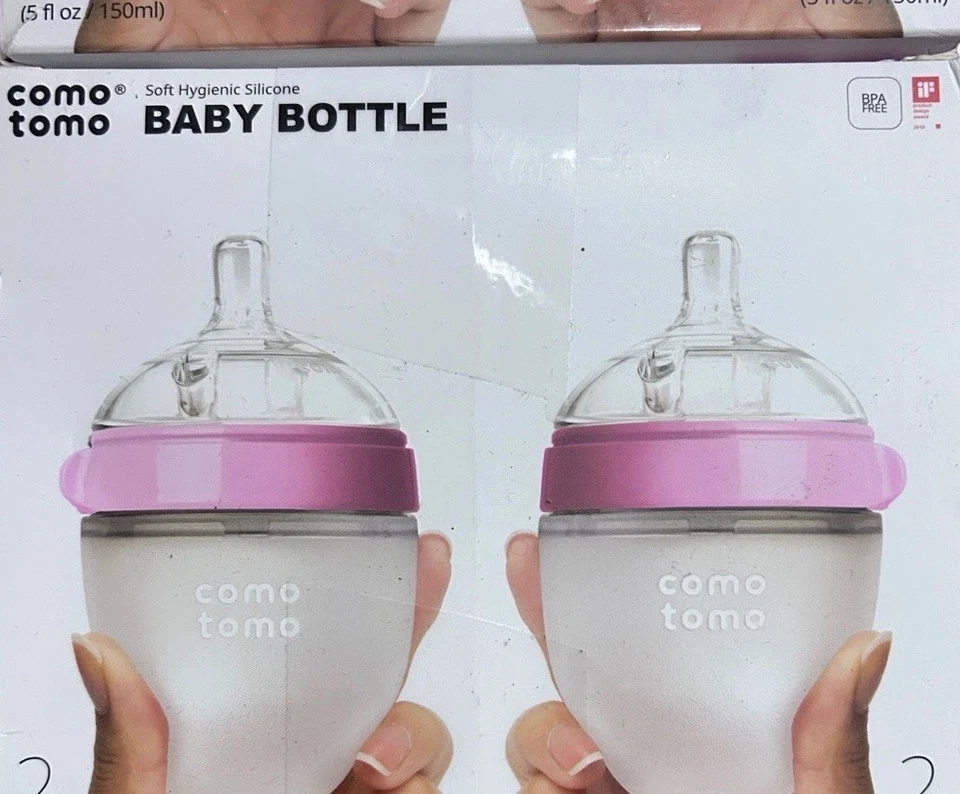 Como Tomo Lot of Two (2) 5oz Baby Bottle Bundle 0-3 Months Pink 4 Bottles - Image 4 of 4