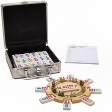 RNK Gaming Mexican Train Dominoes Set Double 12 8.75" x 8" x 3.5", Multicolor