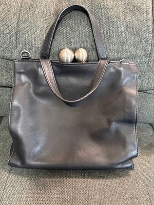 kawa kawa Handbag GAMAGUCHI Leather Black ship from Japan