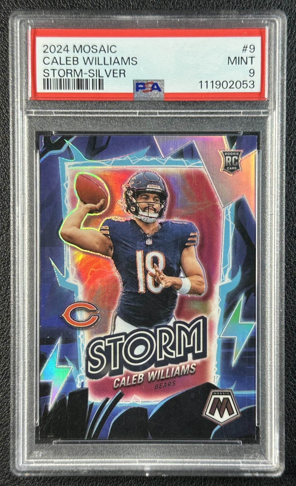 CALEB WILLIAMS PSA 9 2024 PANINI MOSAIC #9 ROOKIE STORM SILVER RC BEARS 2053