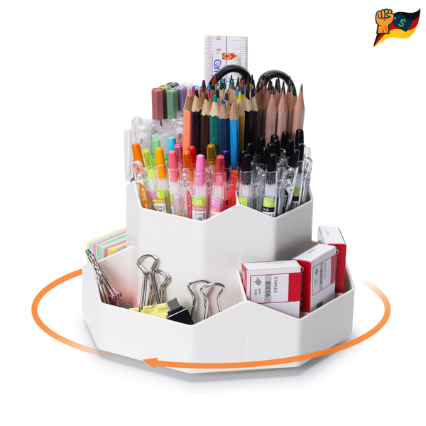 Drehbarer Stiftehalter 360 Organizer 9 FäCher 13X17,8 Cm Weiß Schule BüRo-image