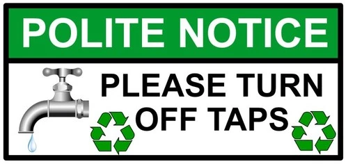 Please Turn Off Taps Polite Notice Save Water Self Adhesive Vinyl Sticker