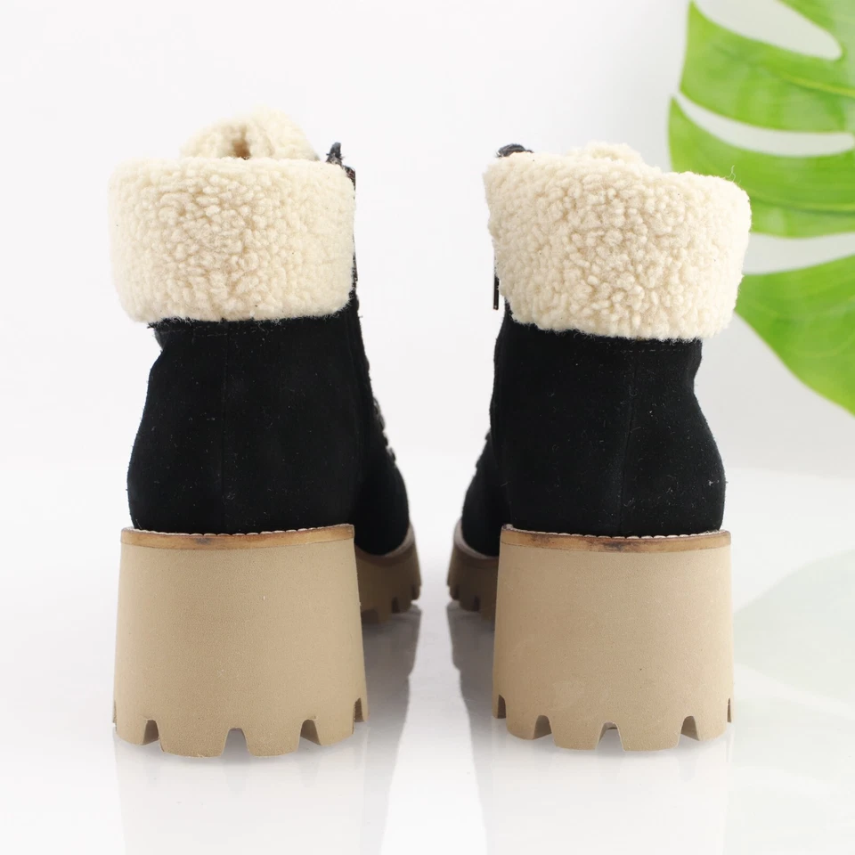 Bota Devin Blonda para Mujer Talla 9 Impermeable Negra Gamuza Con Cordones Suela Botín Foto 4 de 4