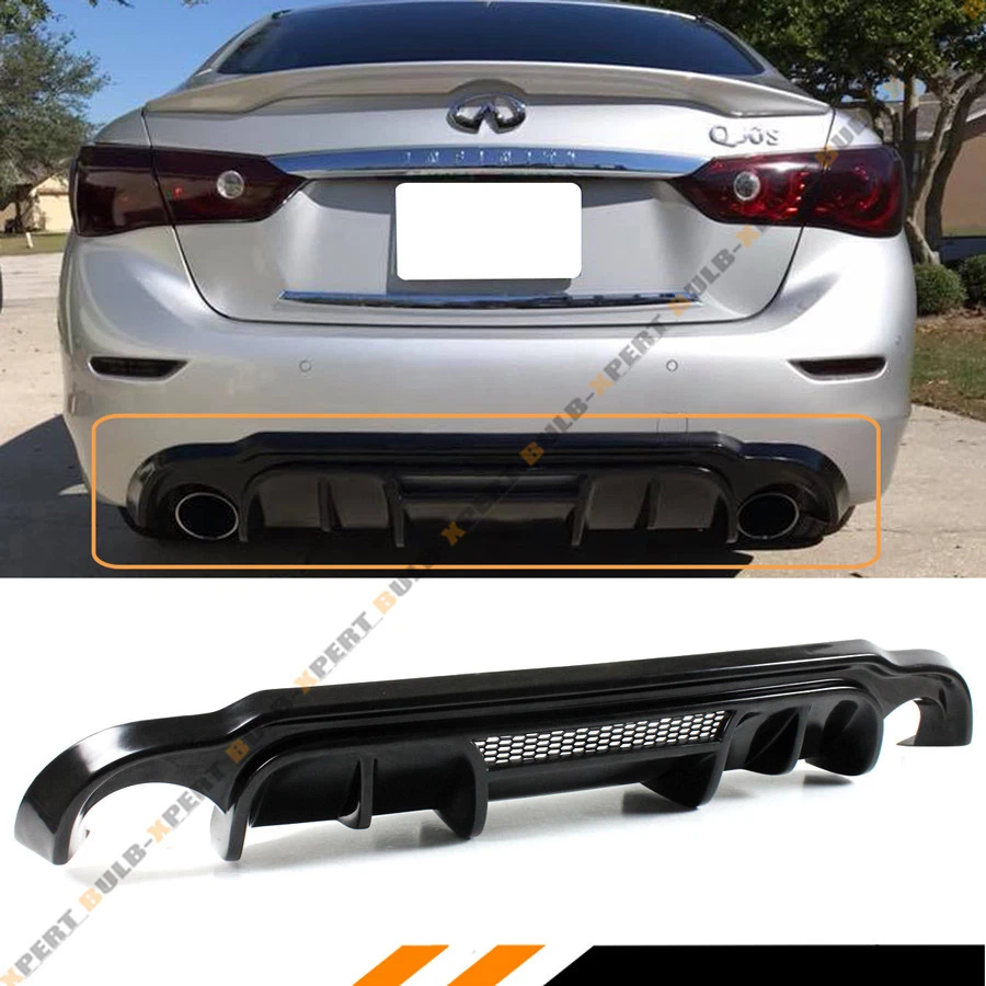 FOR 2014-17 INFINITI Q50 JDM LH STYLE REAR BUMPER ADD-ON DIFFUSER W/ VENT DESIGN - Image 2 of 4
