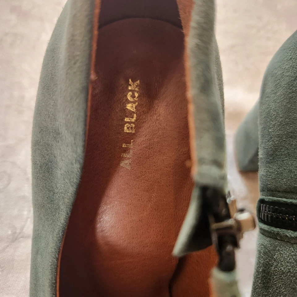 ALL BLACK Seafoam Green Suede Bootie with Side Zip, Women's Size 40, US 9 - Image 2 of 4