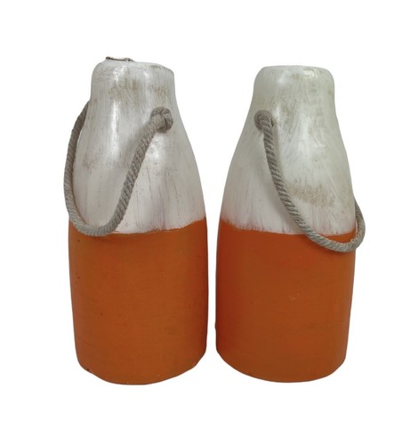 Pair (2) - Handmade Nautical Buoy Citronella Wax Candles - Orange - Picture 4 of 4