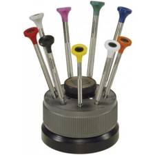 Bergeon 30081-S09 Set of 9 Screwdrivers with Rotating Stand Swiss Made