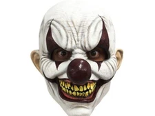 Chomp Clown Mask Halloween Carnival Circus Horror Red Nose White Horror Evil New