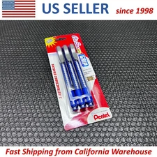 PENTEL 3x Clic Eraser GRIP ZE22 Lead Pencil Retractable Refill Eraser BLUE NEW
