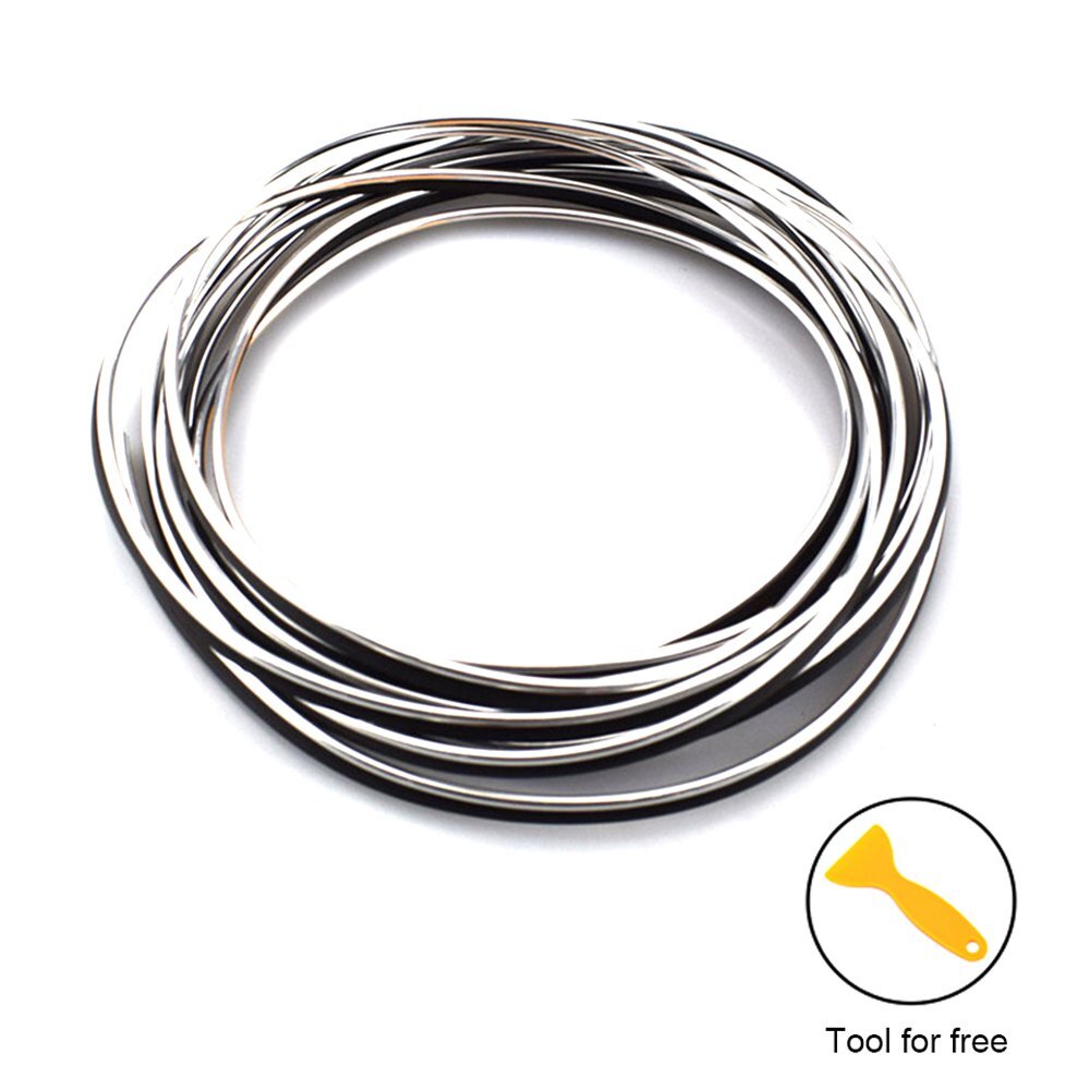 5M DIY Interior Chrome Trim Universal Car Molding Strip Flexible Line Decoration