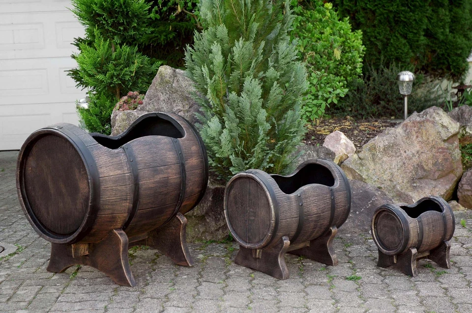 YERD Blumenkübel Wine Pflanztopf Blumentopf Pflanzgefäß 52 x 50 cm Weinfass - Bild 2 von 4