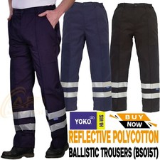 Hi Vis Reflective Ballistic Work Trousers Safety Cargo Pants Yoko BS015T