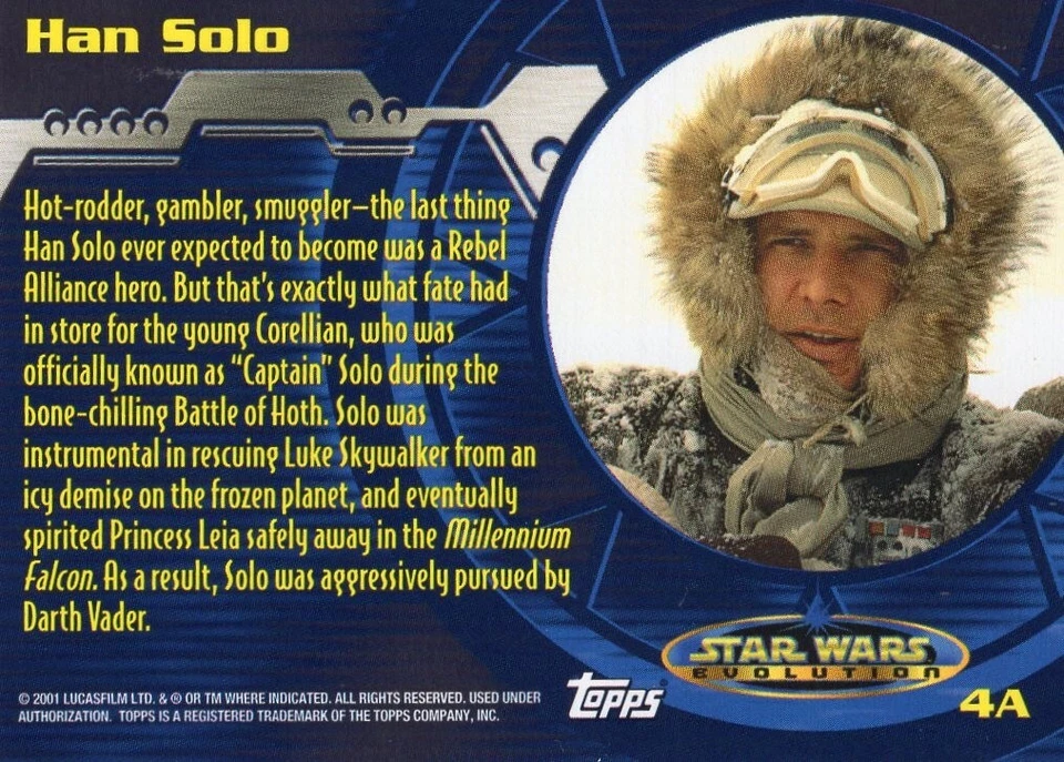2001 Star Wars Evolution Topps Chase Foil Trading Card Han Solo 4A - Image 2 of 2