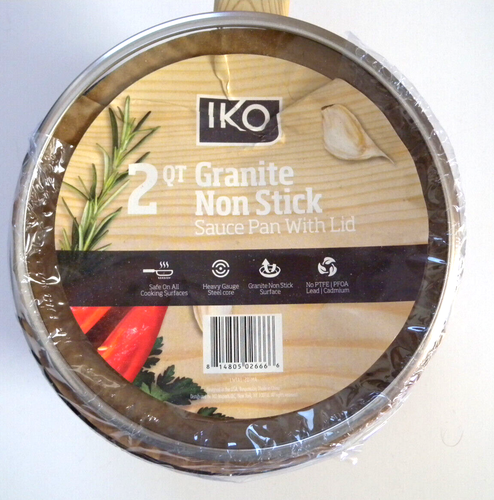 IKO 2 Qt Granite Non Stick Sauce Pan with Lid Cookware No PFOA Lead /Cadmium - Picture 3 of 6