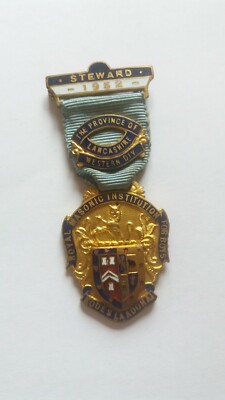 VINTAGE FREIMAURER JUWEL MEDAILLE - INSTITUTION FÜR JUNGEN - -LANCASHIRE WEST- 1952 4