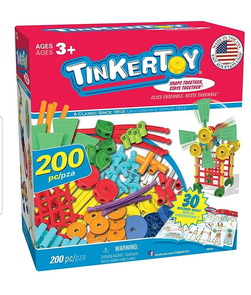 Tinker Toy 200 PCSuper Building Set 30 Model  Construction Build Education Learn