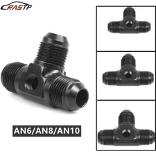Black 3-Way Tee T-Piece Hose Fitting Adapter AN6/8/10 Female to 2x AN Male