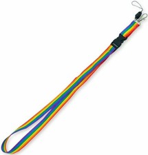 Rainbow Striped Fabric Lanyard with Quick Release