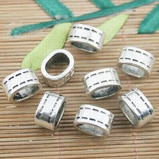 5pcs tibetan silver color 2sided oval shaped spacer beads H0582