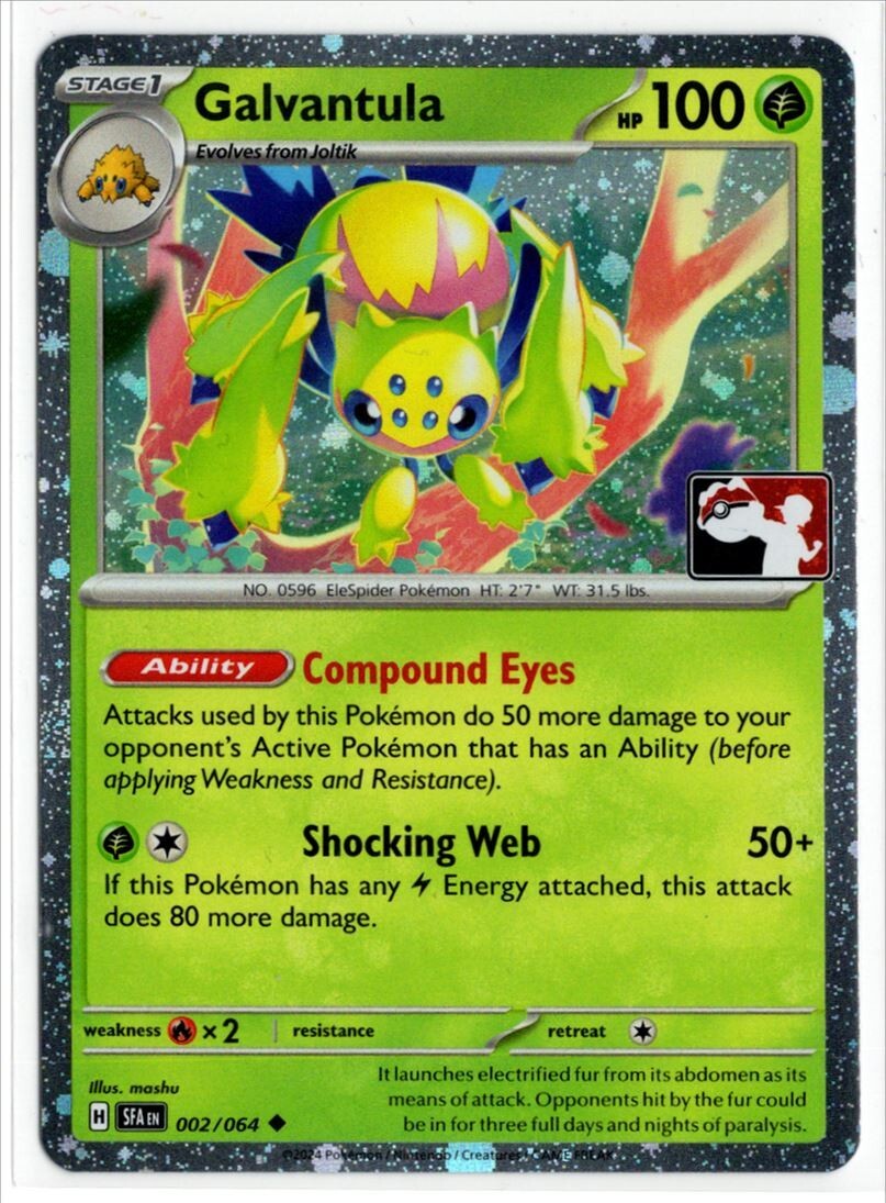 Play! Pokemon Prize Pack 6 Shrouded Fable Cosmo Holo 002/064 Galvantula