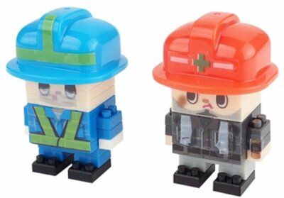 Traffic Controller and Construction Worker, 2 pcs Petit Block from Daiso Japan