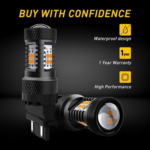 2pcs AUXITO 3157 LED Amber Turn Signal Parking Reverse High Power Light Bulb 17W - Imagen 8 de 9