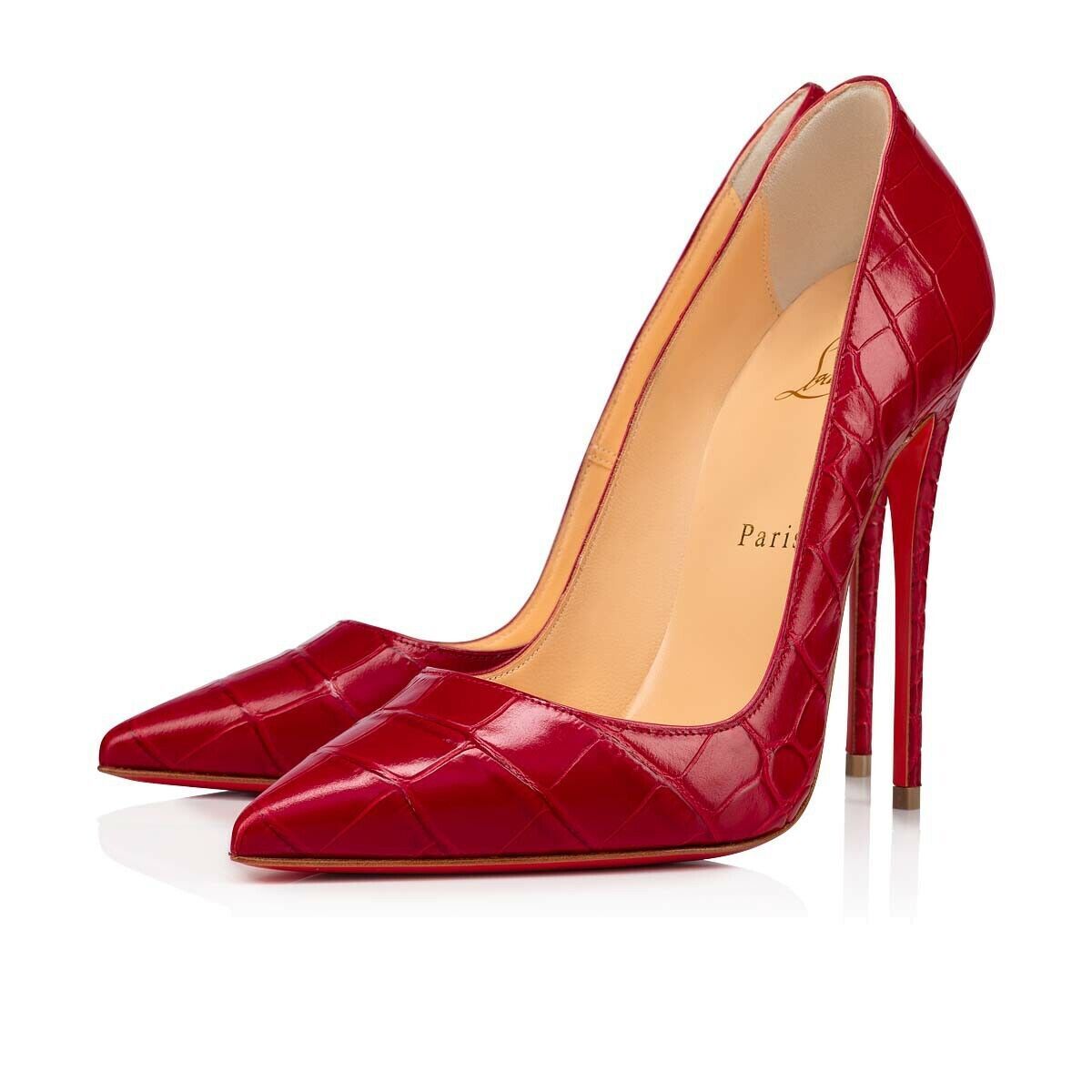 Christian Louboutin So Kate 120 Persan Pink Red Croc Ali Stiletto Heel Pump 40