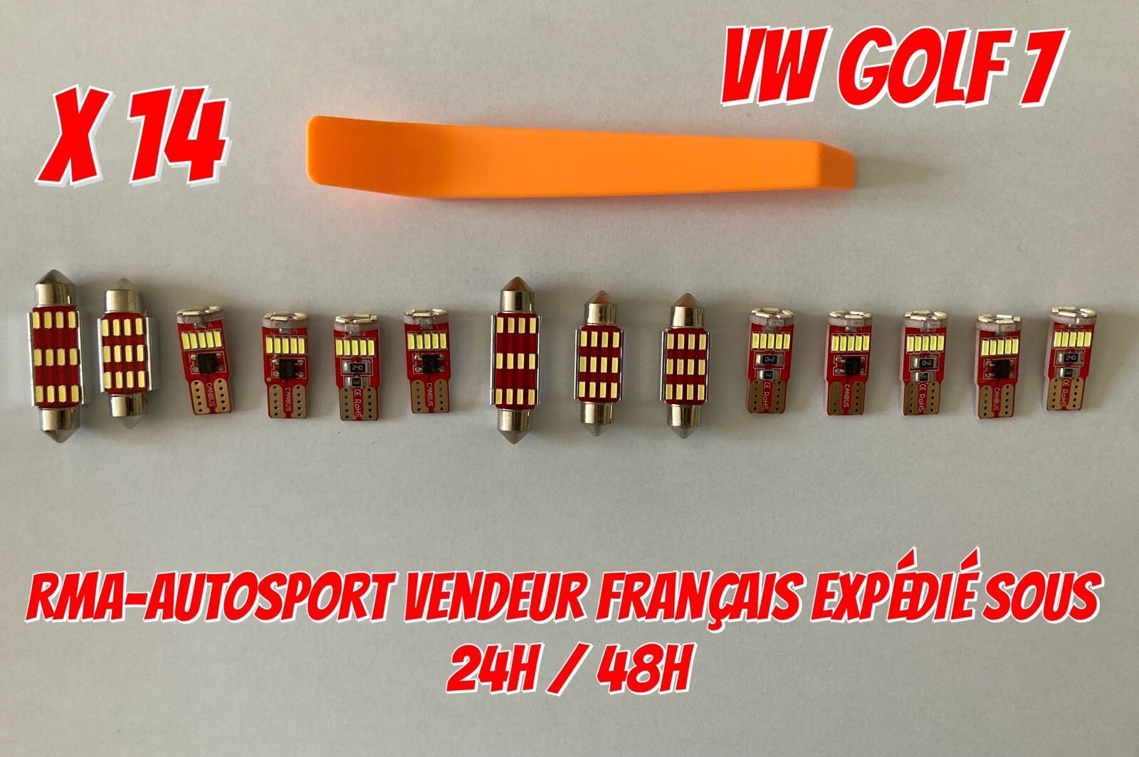 Kit LED Golf 7 blanc pour éclairage intérieur complet de 14 ampoules