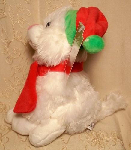 Holiday Time CHRISTMAS CAT White Kitten 7" Plush Stuffed Animal Toy Hat Scarf - Picture 6 of 8