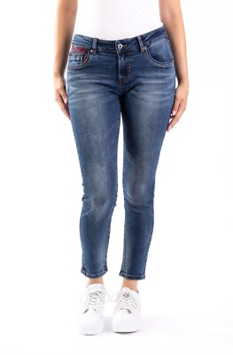 BLUE MONKEY JEANS B- WARE BLAUTÖNE SKINNY CROPPED BALLONFIT GÜRTEL LEICHTE JEANS