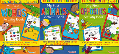 3 X FIRST LEARNING AGE 3-4 WORDS, OPPOSITES & ANIMALS BOOKS COLOUR COPY TRACE