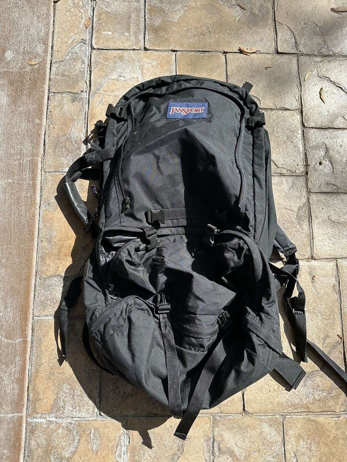 Rare VTG Large Jansport Black Backpack Hiking Camping… Gem