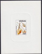 SENEGAL Sc #640 FRENCH PROOF CARD: RABAB, SHAWN & SINGLE STRING FIDDLE