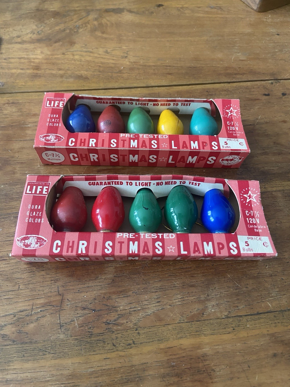 Vintage World Wide 5 Pack Christmas Bulbs In Original Box