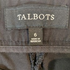 Talbots Heritage Straight Leg Pants Womens 6 Black Excellent Side Zip Cotton