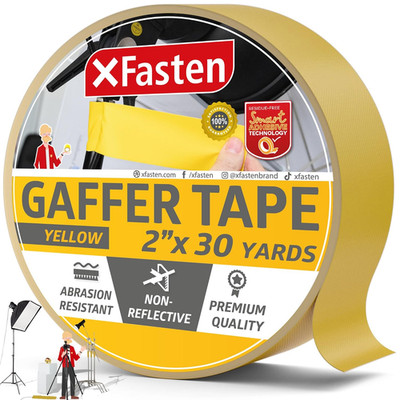 2'' x 30 Yds Yellow Gaffers Tape Matte No Residue Cable Management Stage Film